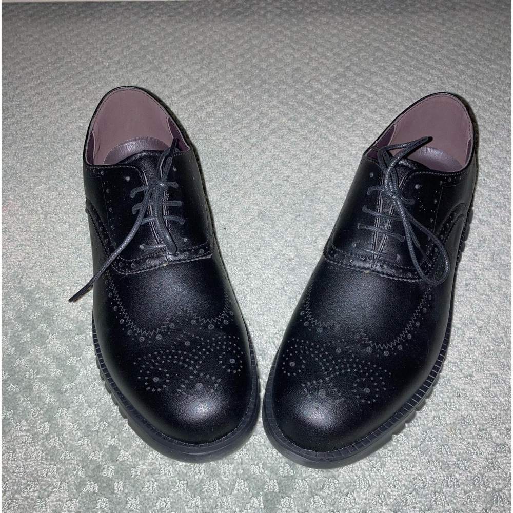 🍎 TEMU Mens Size 11 Black Wingtip Dress Shoes Brogue Lace Up Oxfords NIB